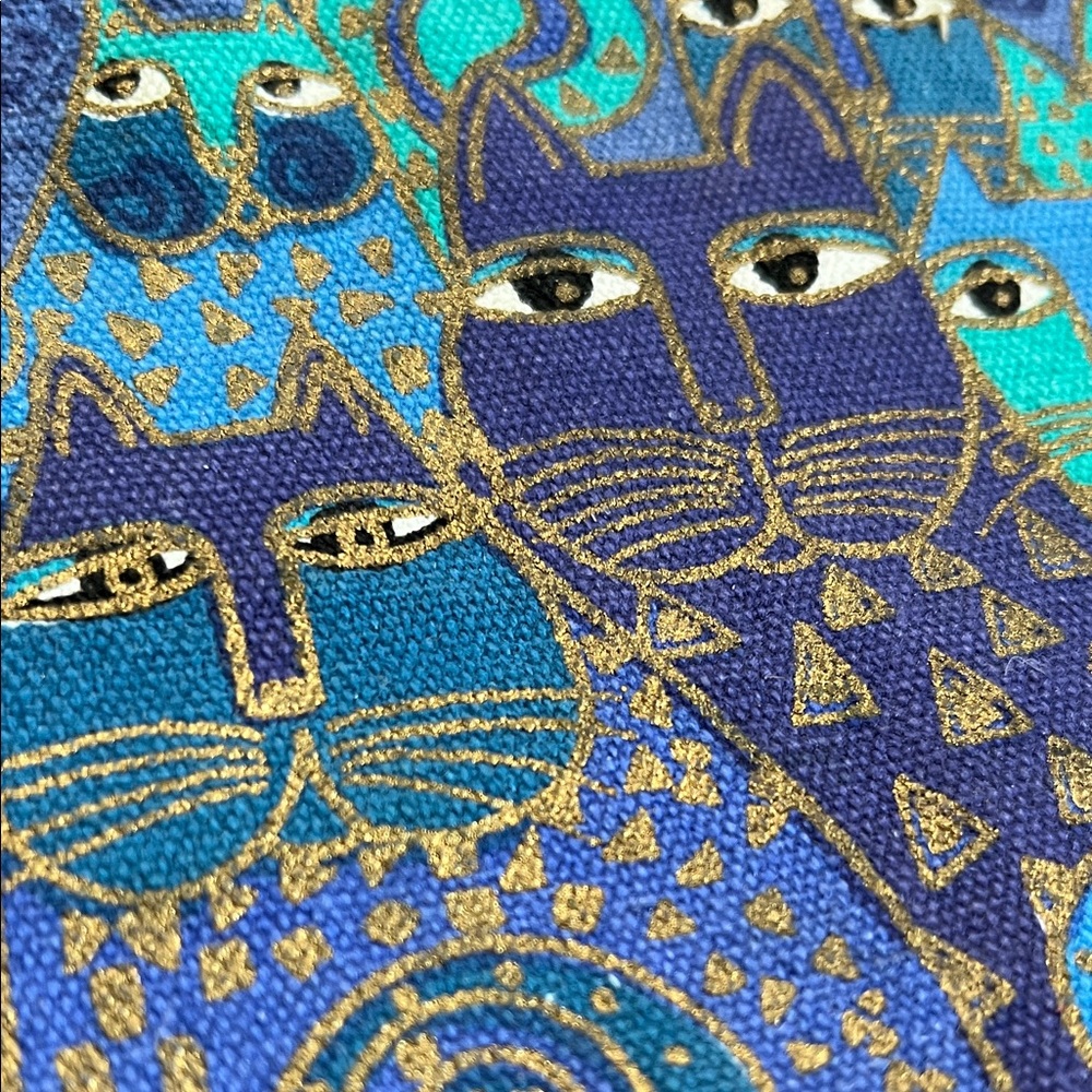 Laurel Burch Blue Cat Design Cosmetic Bag